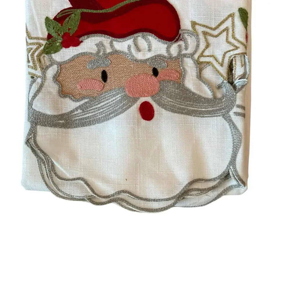 Envogue Embroidered SANTA Christmas Shower Curtain 72x72 Holiday NEW